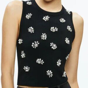 Alice & Olivia AMITY EMBELLISHED CROPPED TANK NWT